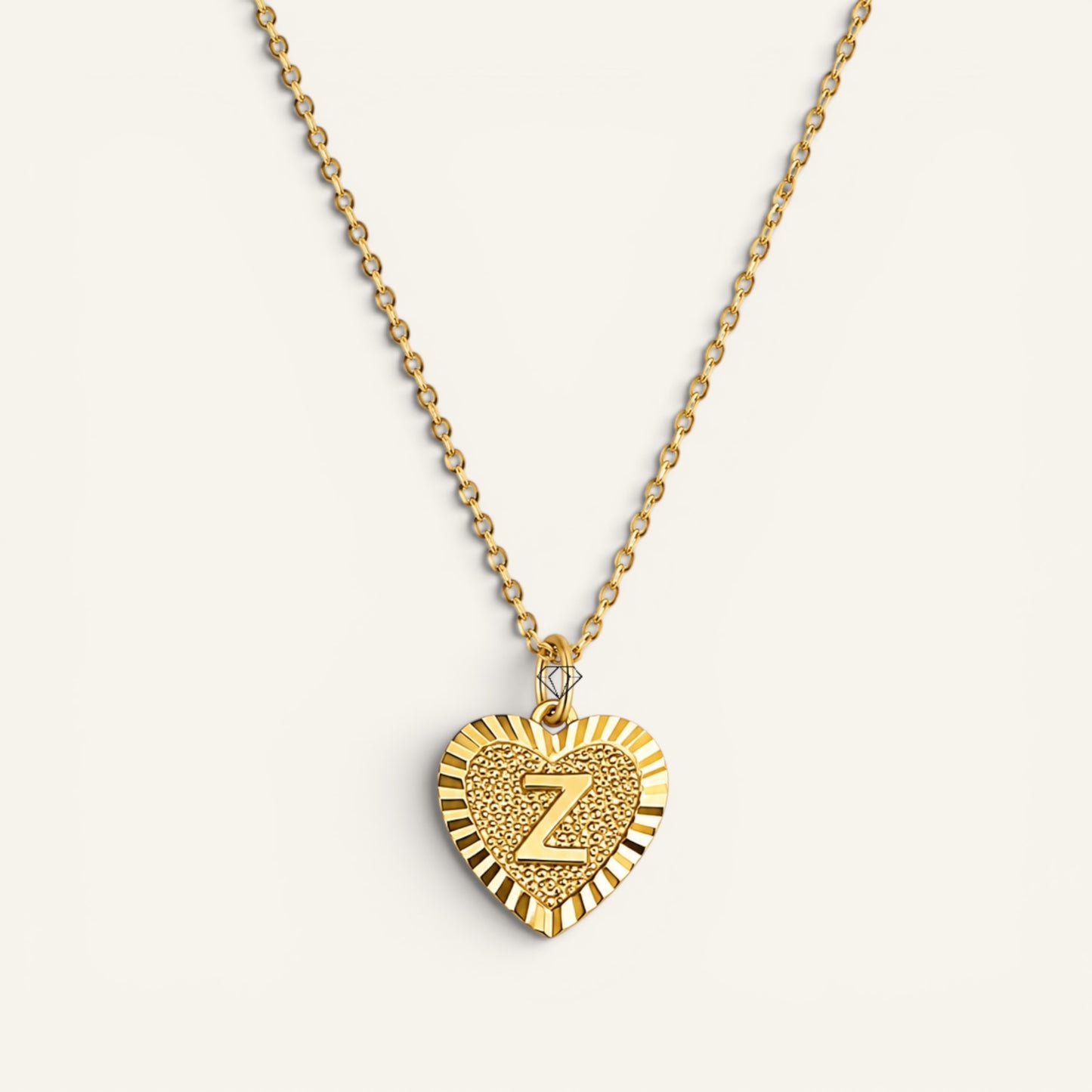 Sunburst Initial Heart Necklace