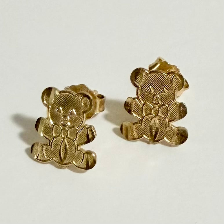 Golden Teddy Stud Earrings