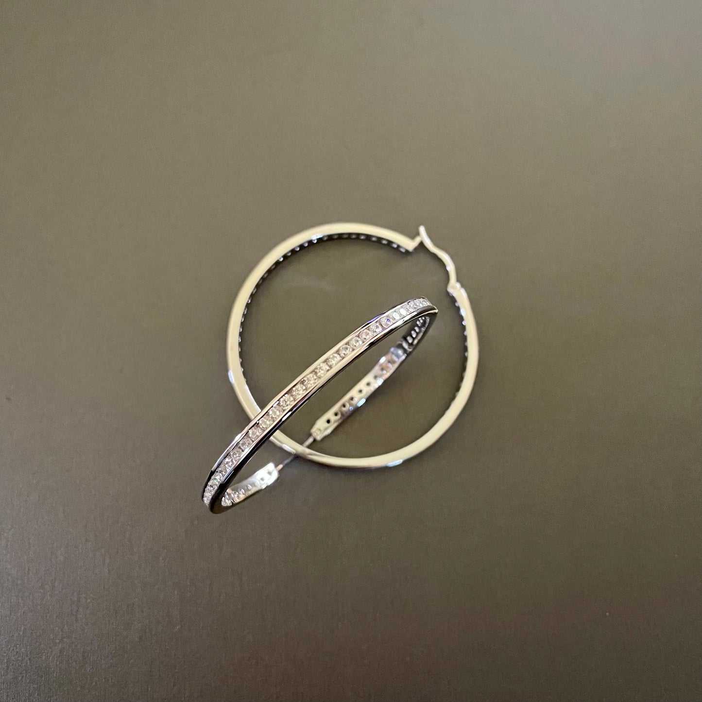 Hoop Earrings Zirconias Rhodium over Silver.