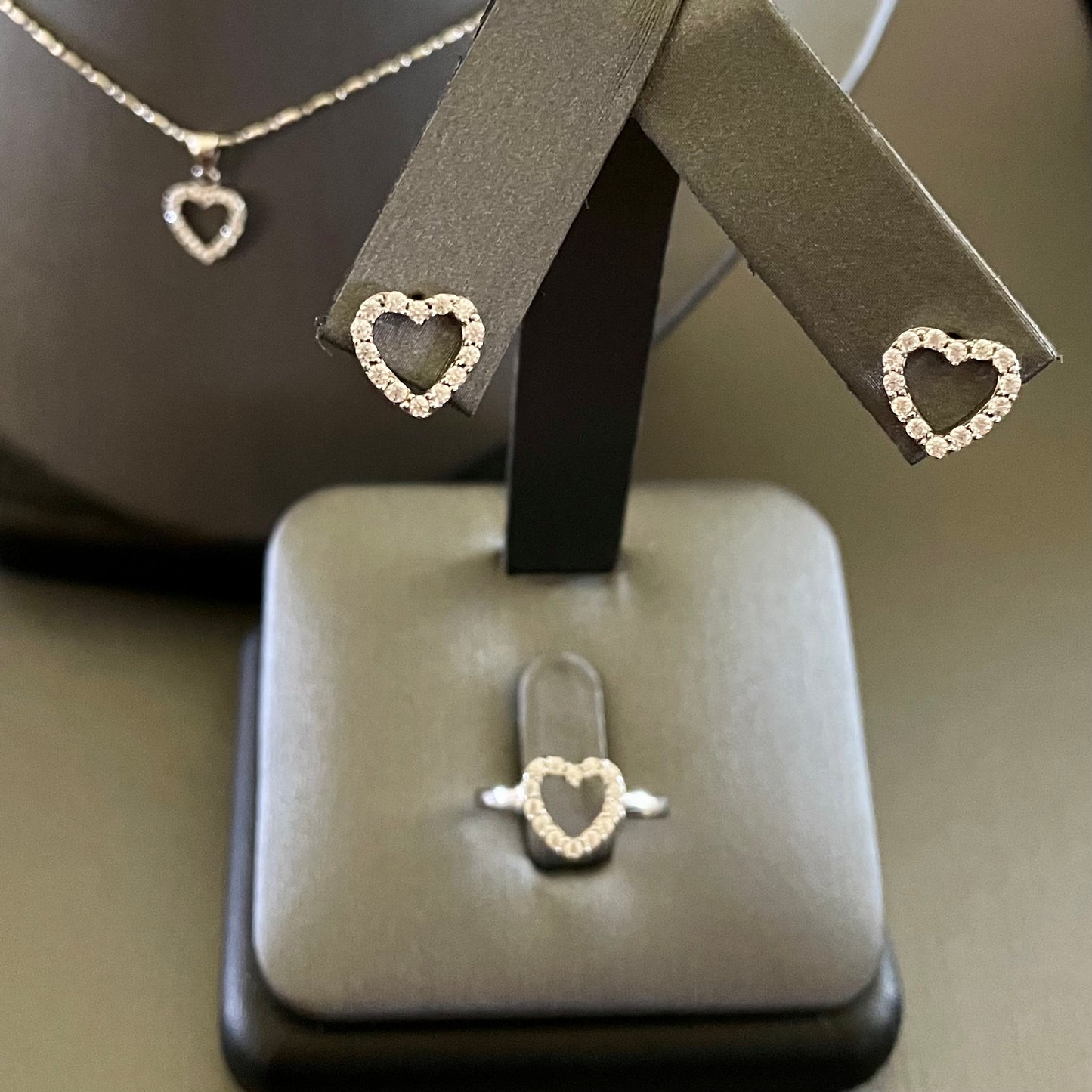 Heart Zirconias Set Sterling Silver #7.5