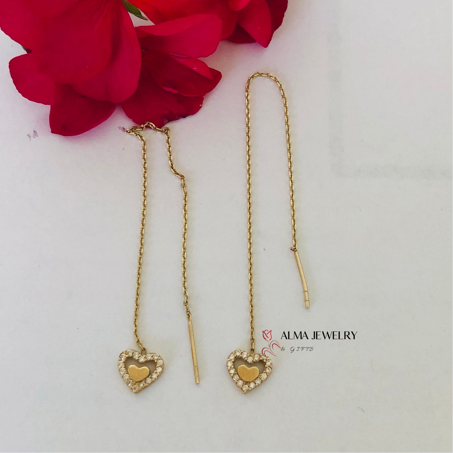 Heart Threader Earrings