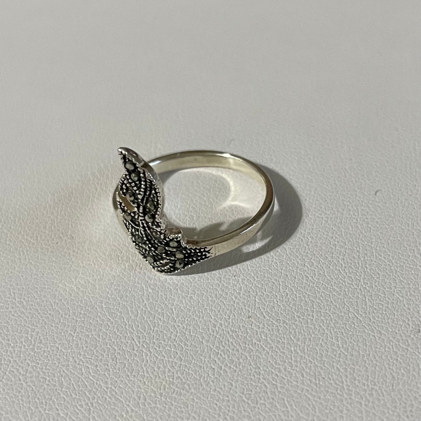 Lady ring, Leaf Marcasita on Sterling Silver