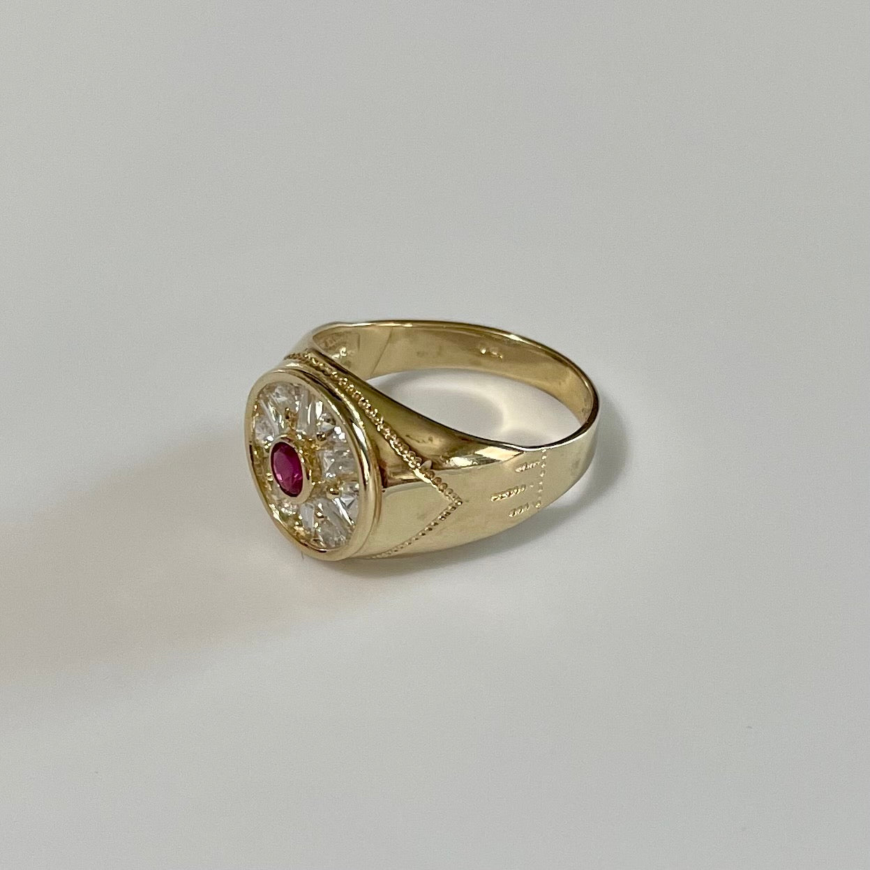 14K Gold Men Round Cluster ring