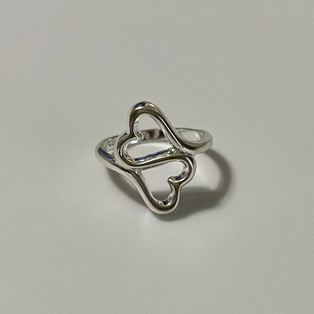 Lady ring 2-hearts in Sterling Silver