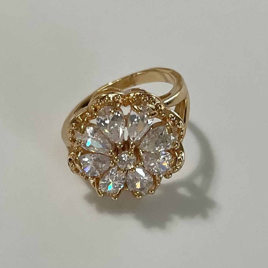 18K Gold Plated Big Flower Lady Ring