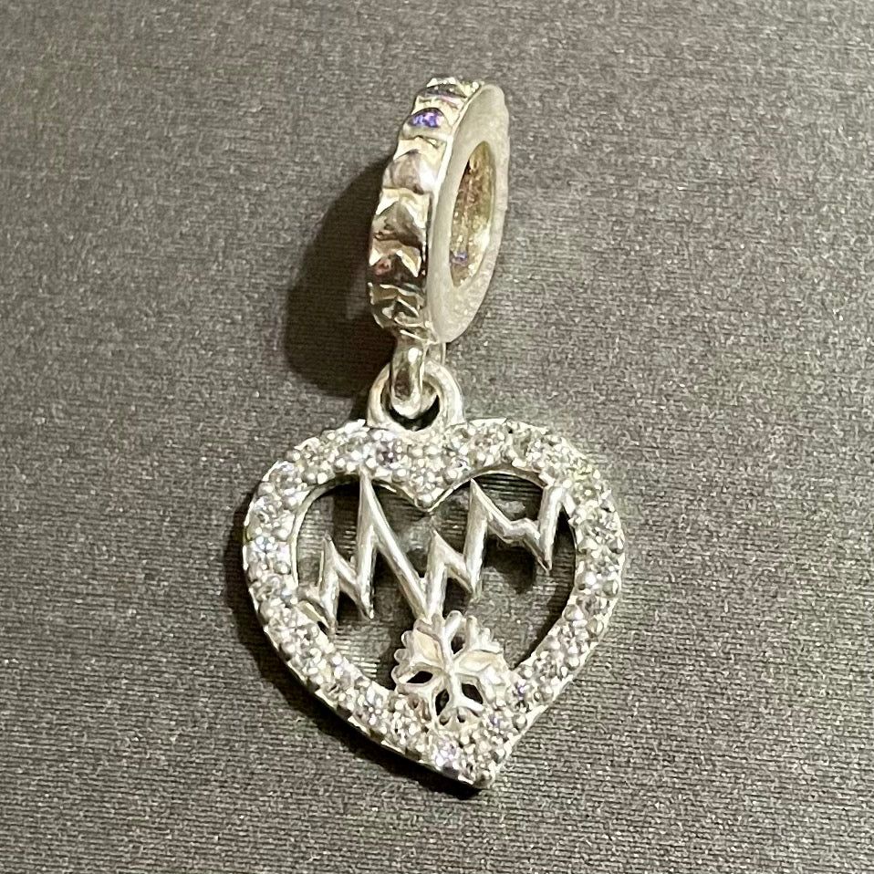 Heart Rate Charm .925 Sterling Silver