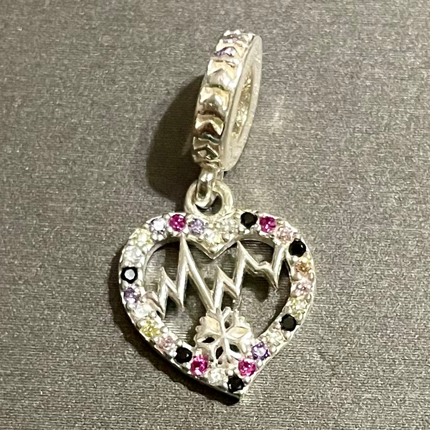 Heart Rate Charm .925 Sterling Silver