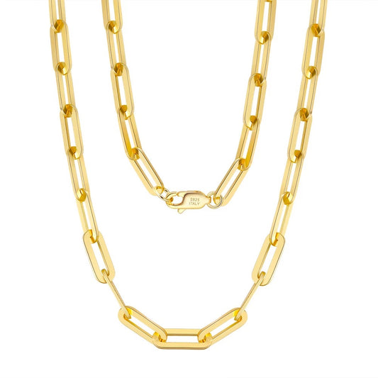 14K Gold over Silver Paperclip Chain 3mm