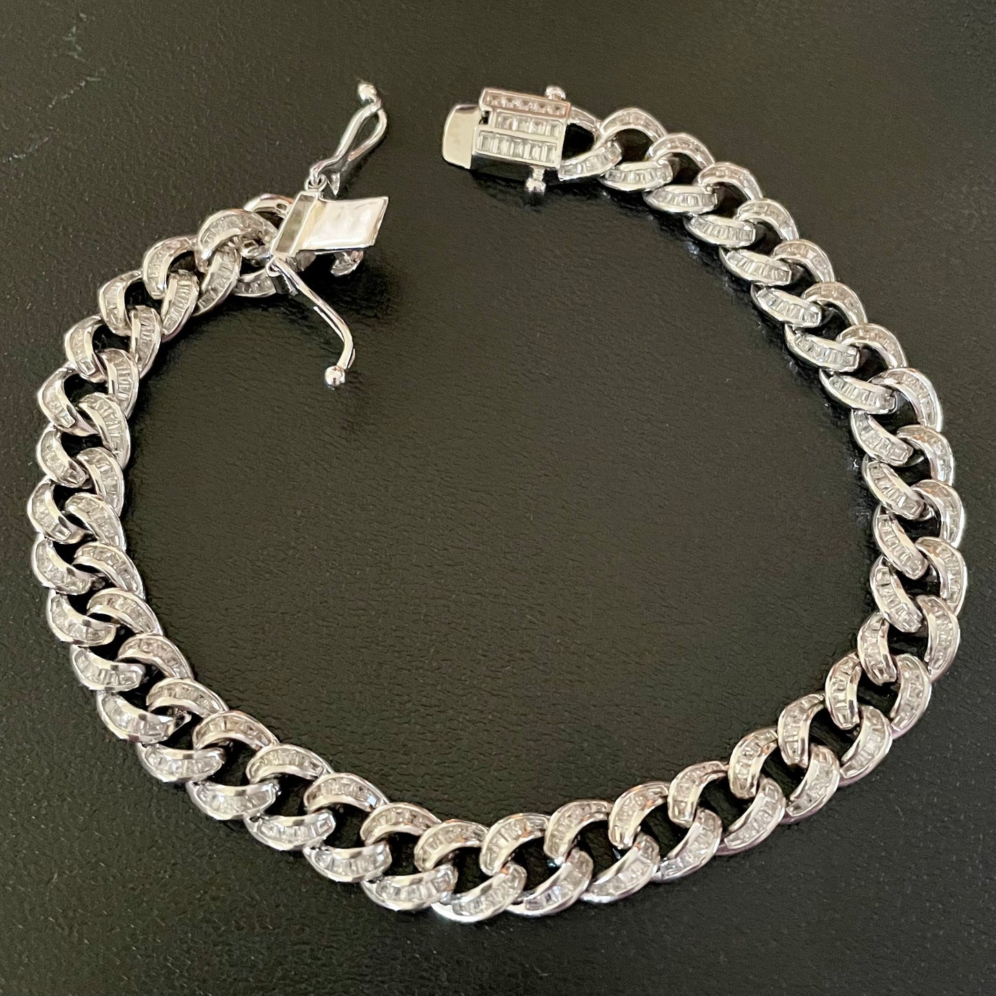 .925 Sterling Silver Cuban Curb Iced Out Bracelet