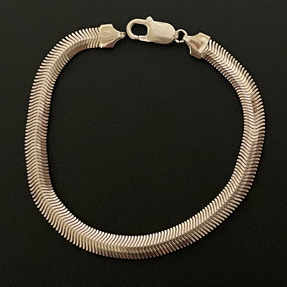 .925 Sterling Silver herringbone bracelet 6 mm