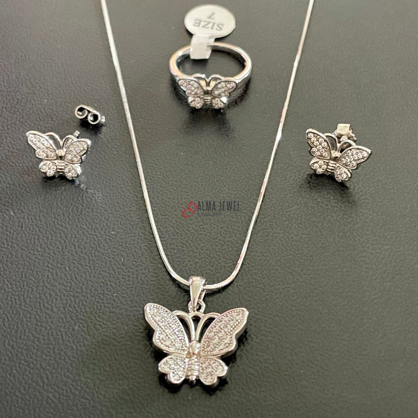 Butterfly Pave Set Sterling Silver