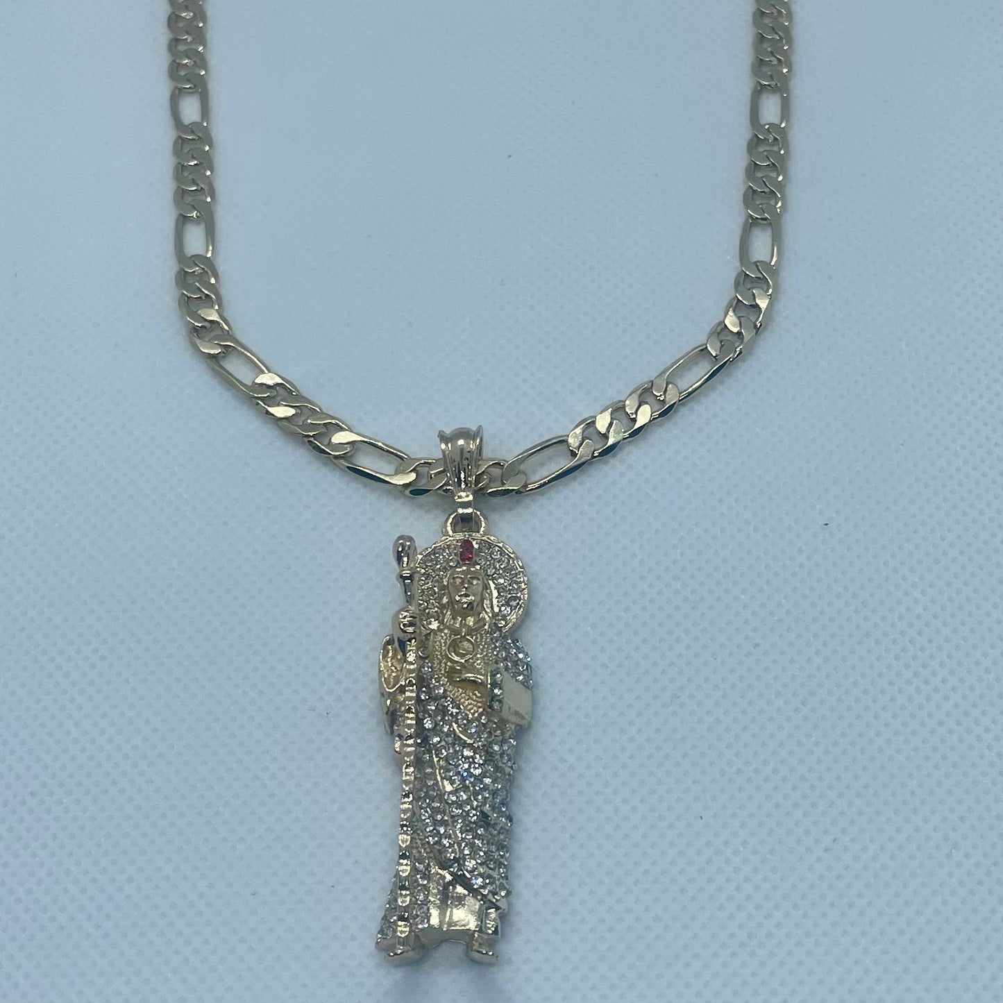 18K Gold Plated St. Jude CZ pendant 2.125in