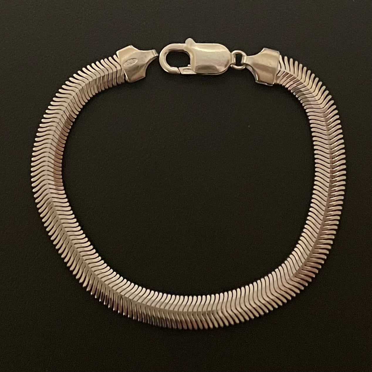 .925 Sterling Silver herringbone bracelet 6 mm