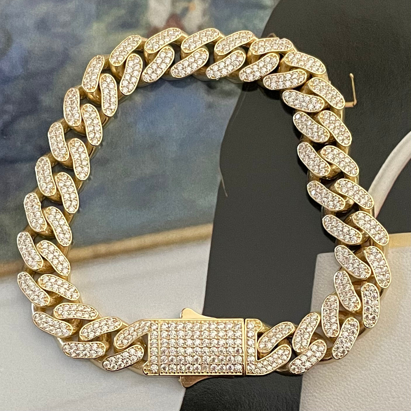 14K Gold Iced out Bracelet 8.5