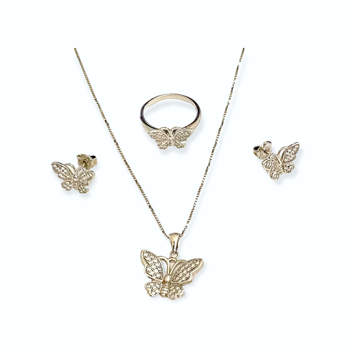 Butterfly Pave Set Sterling Silver