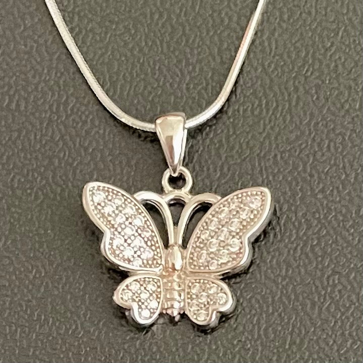Butterfly Pave Set Sterling Silver