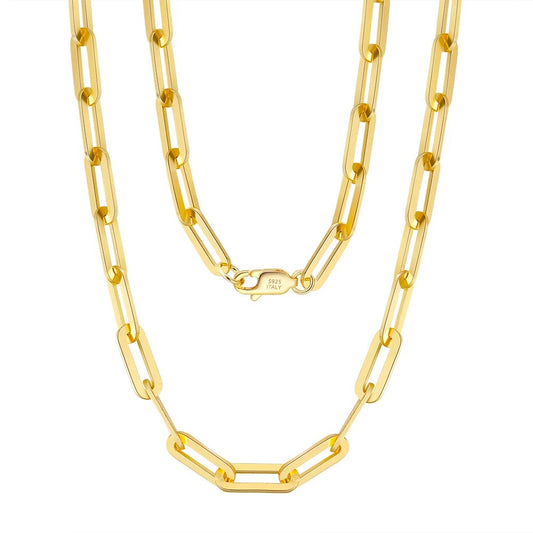 14K Gold over Silver Paperclip Chain 4.5mm