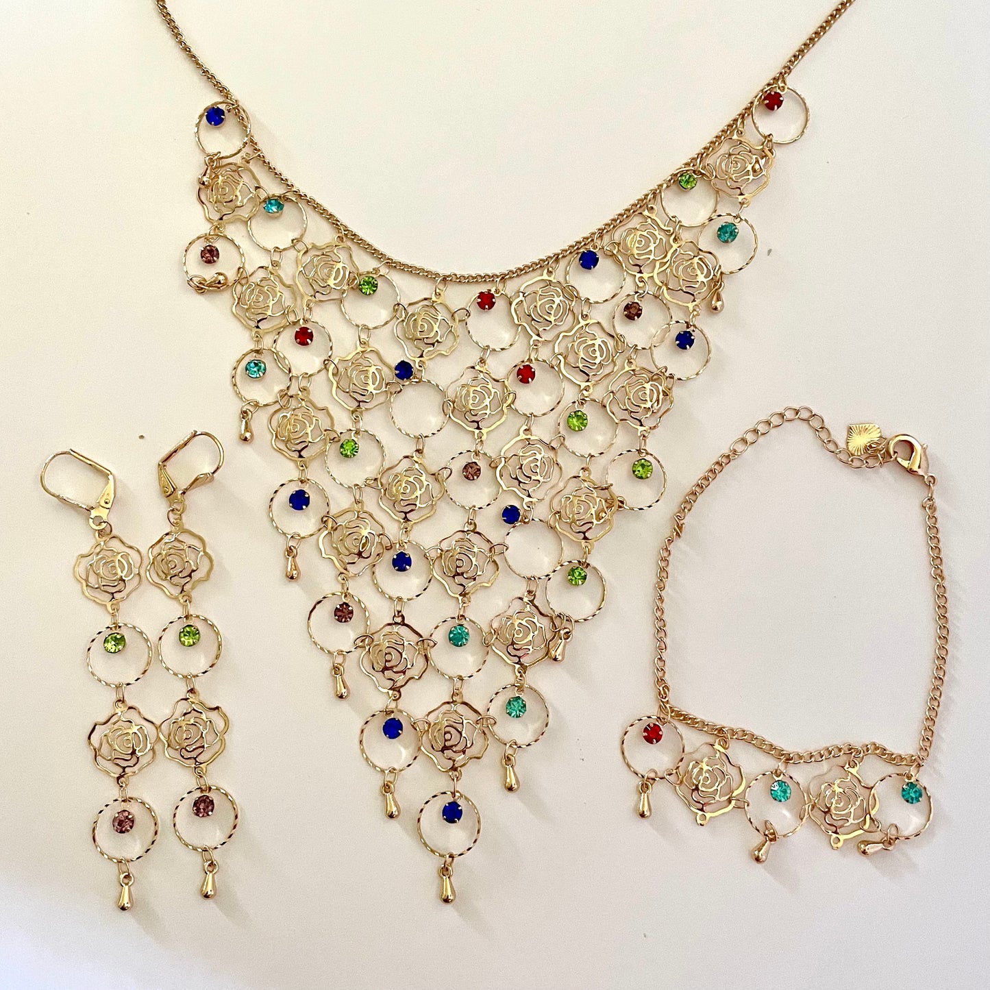 18K Gold Plated Multicolor Web Rose Lady Set