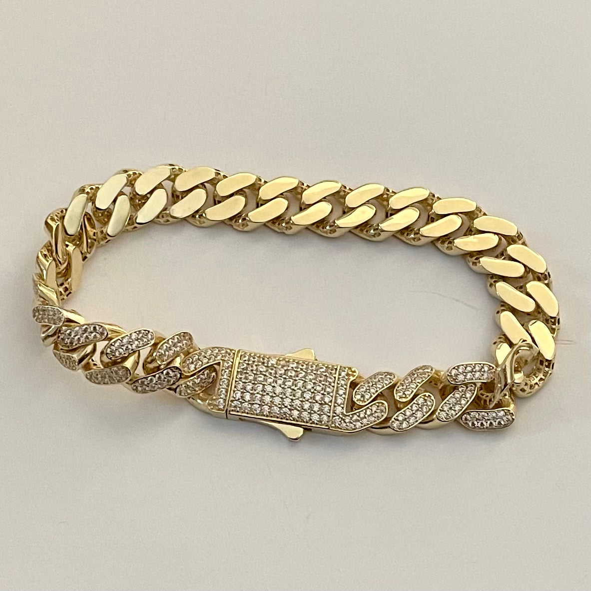 14K Gold Iced out Bracelet 8.5