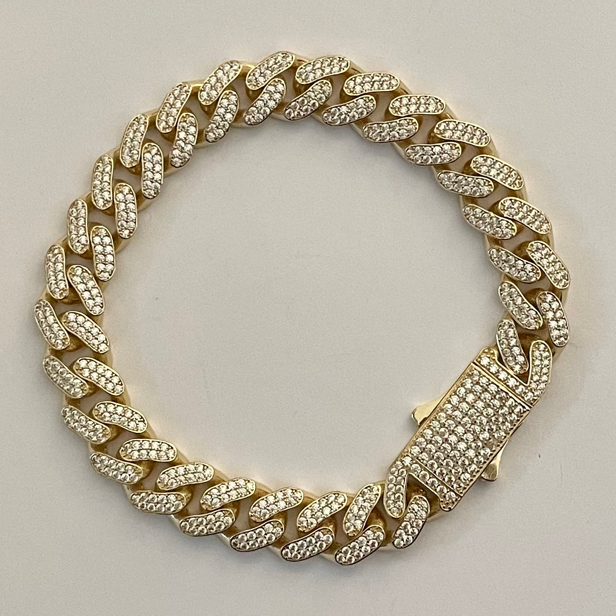 14K Gold Iced out Bracelet 8.5