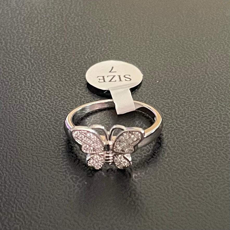 Butterfly Pave Set Sterling Silver