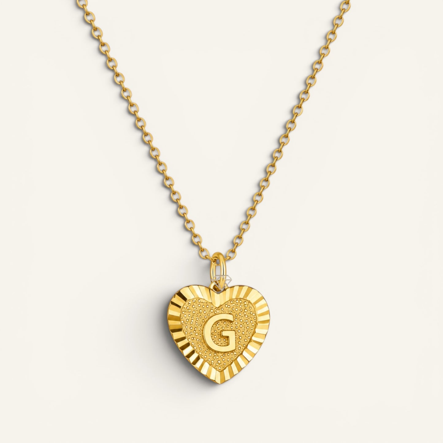 Sunburst Initial Heart Necklace