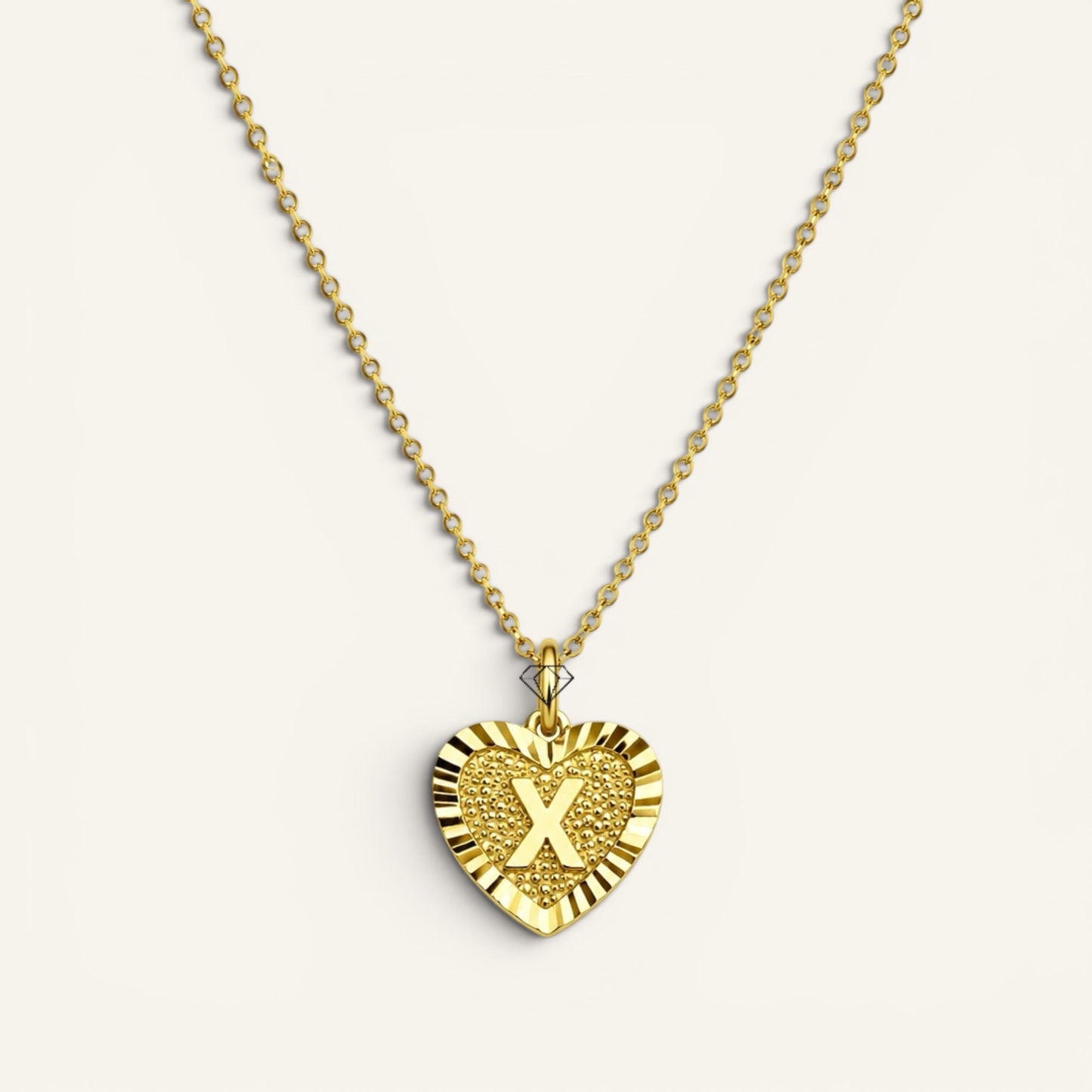 Sunburst Initial Heart Necklace