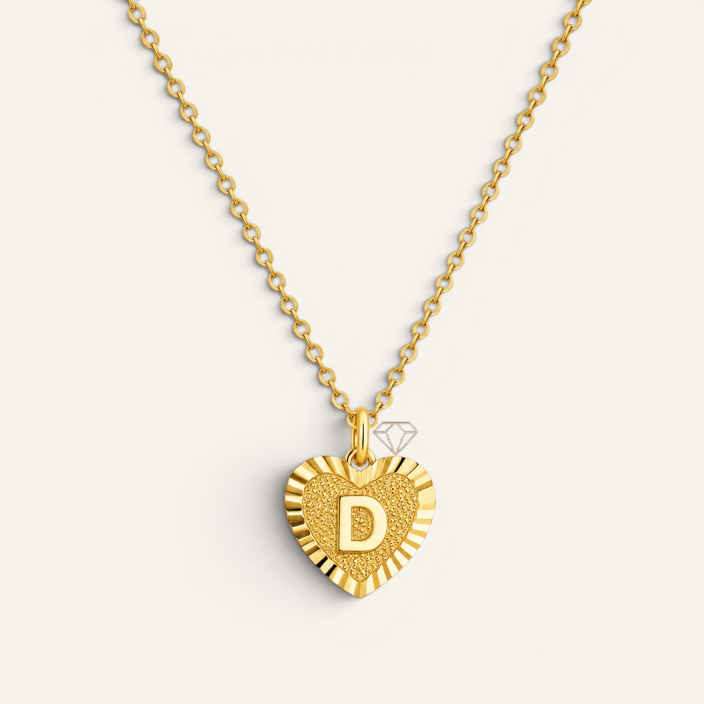 Sunburst Initial Heart Necklace