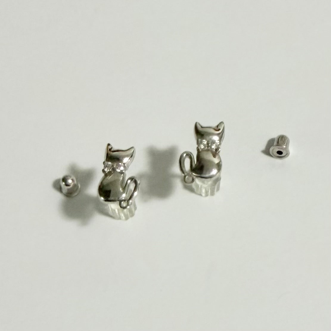Cat Stud Earrings . 14K Gold