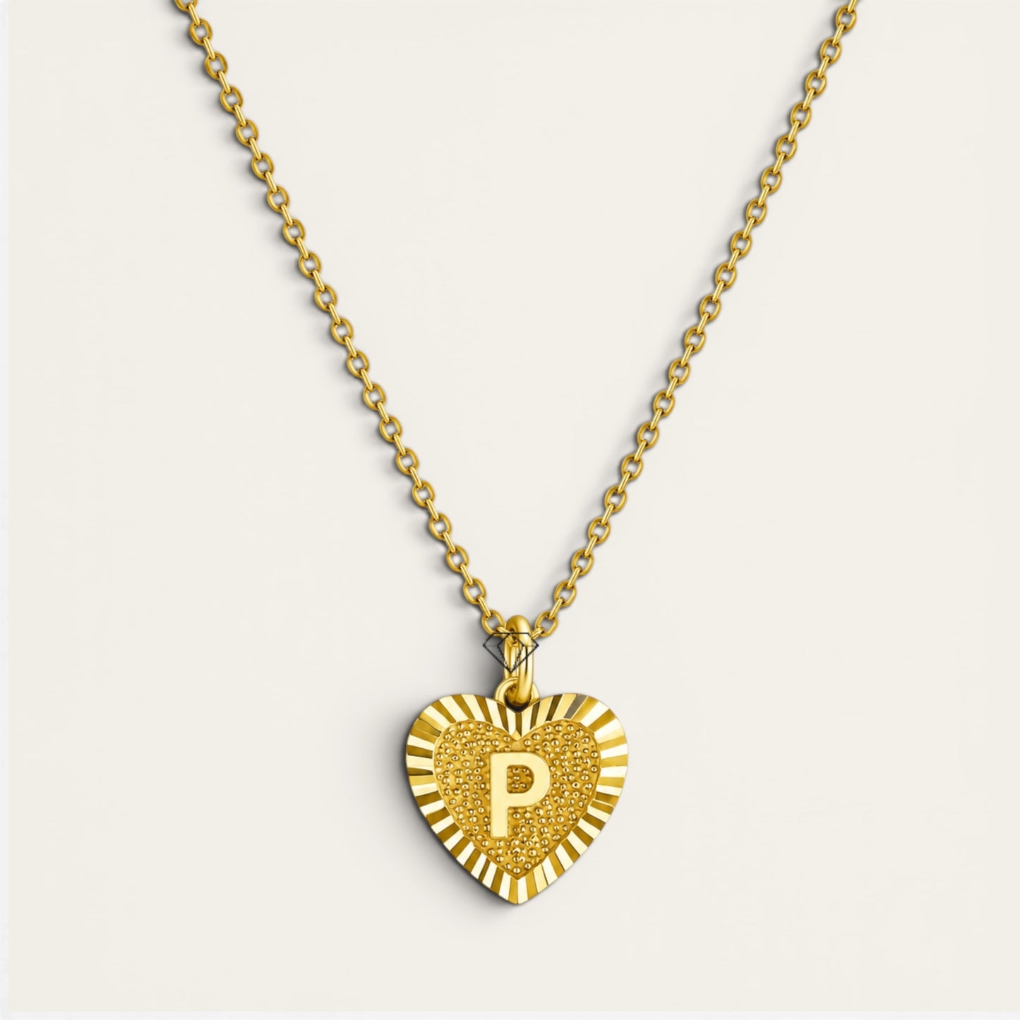 Sunburst Initial Heart Necklace