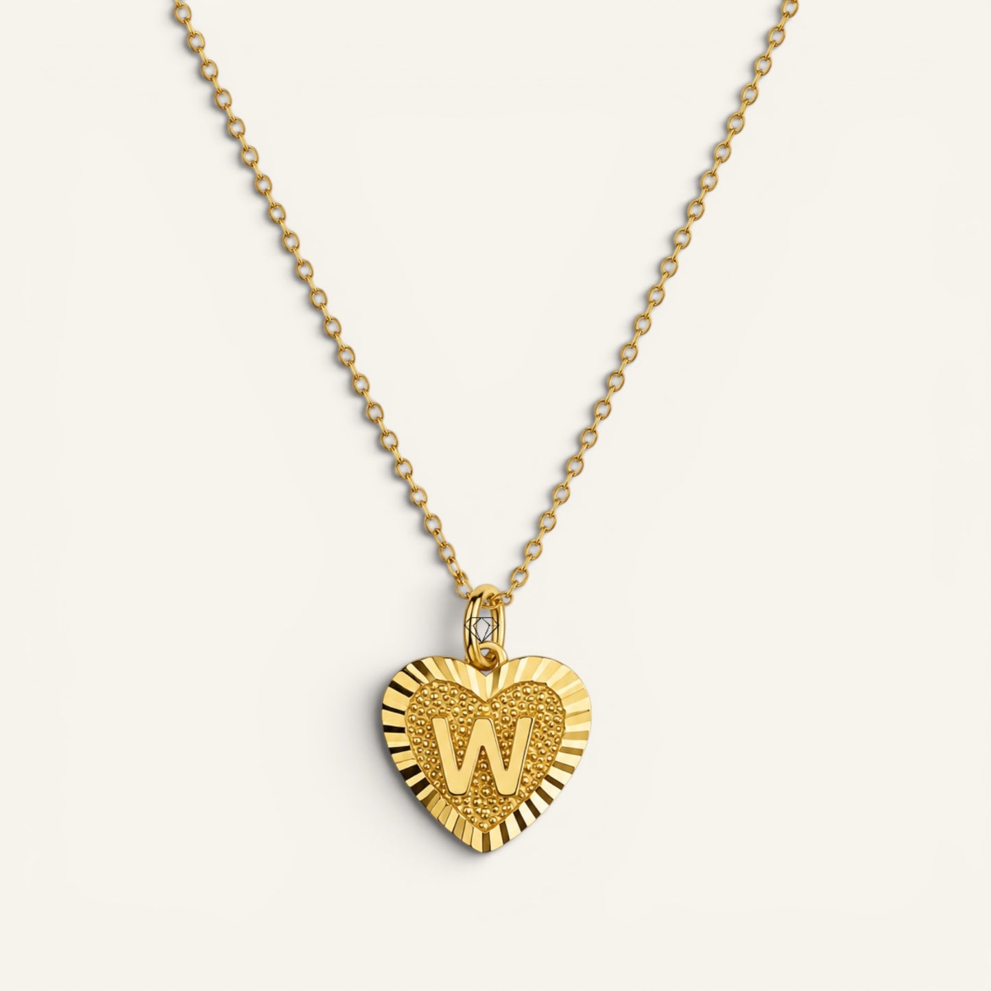 Sunburst Initial Heart Necklace