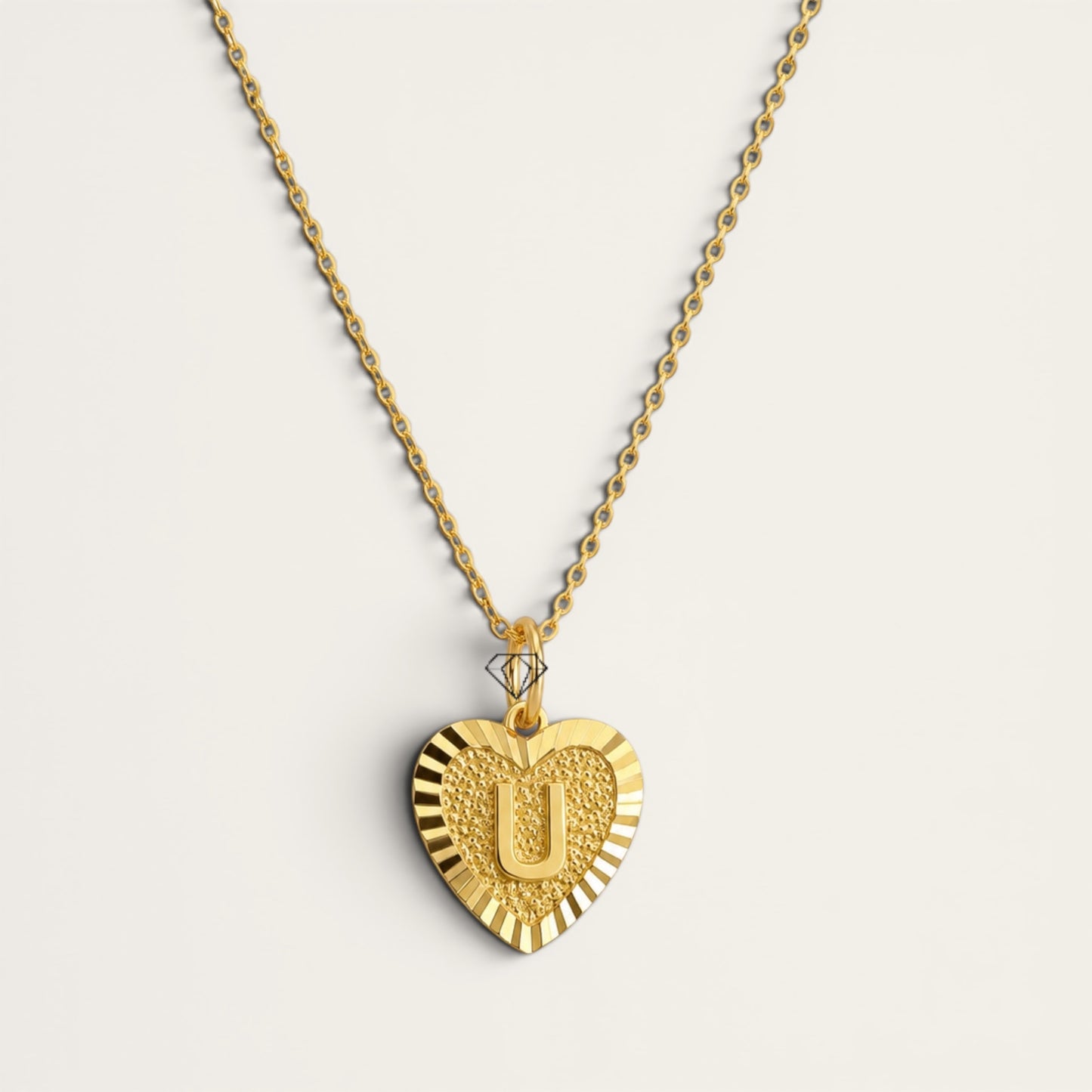 Sunburst Initial Heart Necklace