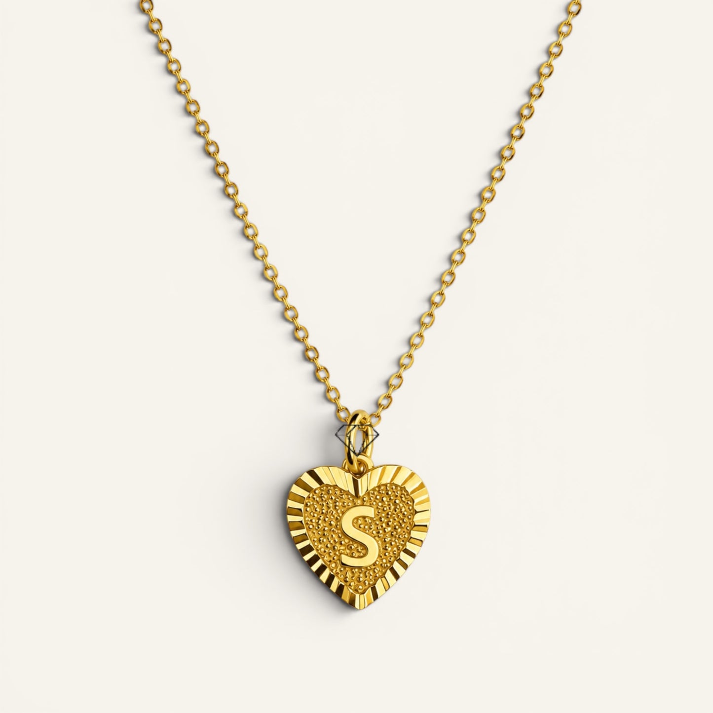 Sunburst Initial Heart Necklace