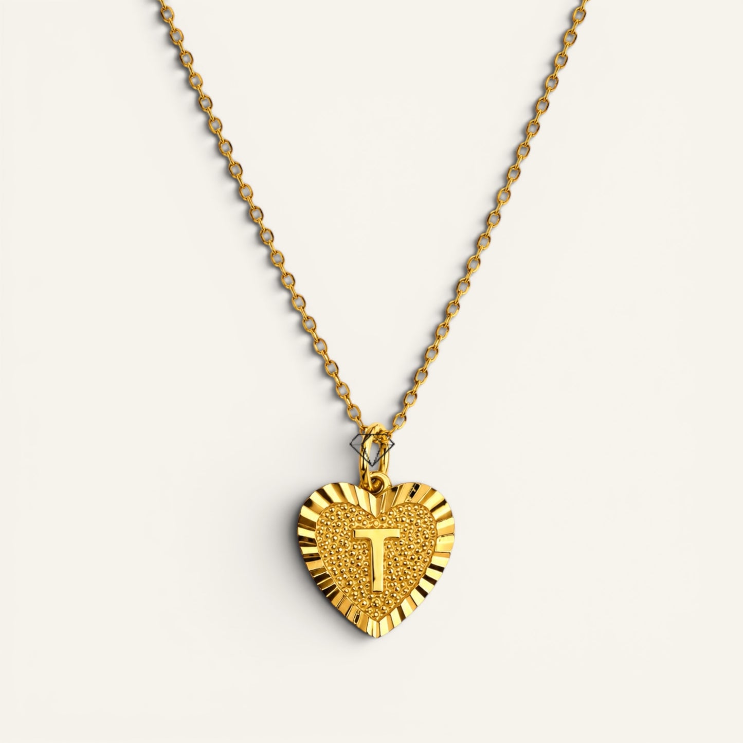 Sunburst Initial Heart Necklace