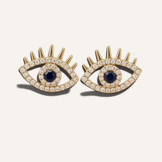 Guardian Eye Stud Earring . 14K