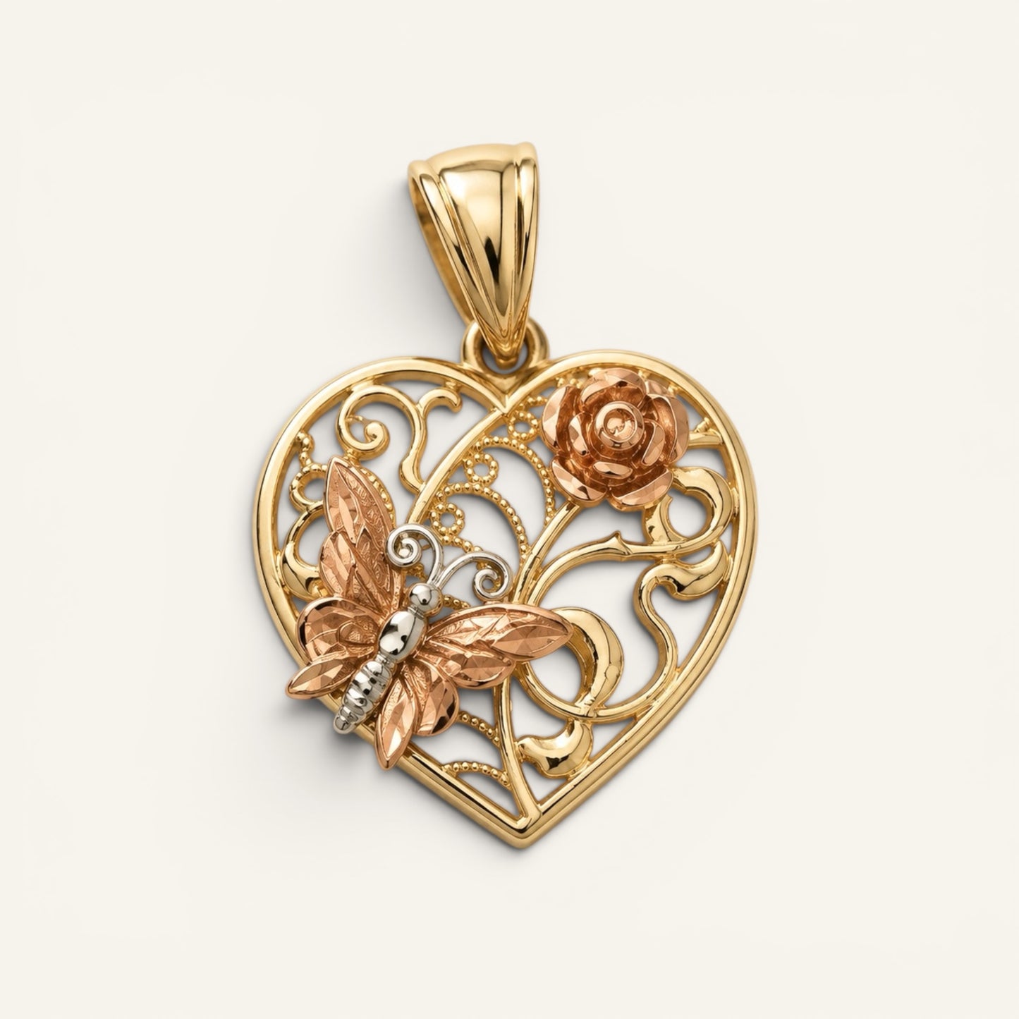 Rosavelle Butterfly Heart Pendant