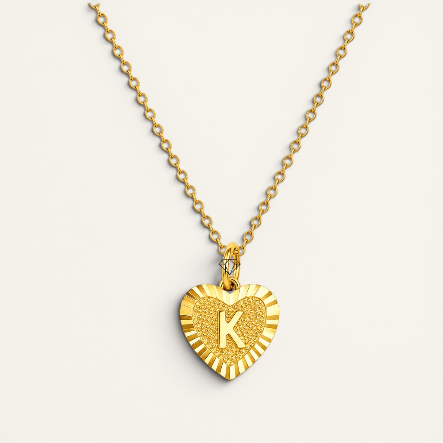 Sunburst Initial Heart Necklace