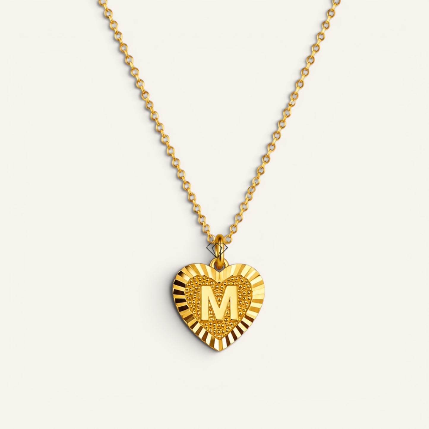 Sunburst Initial Heart Necklace