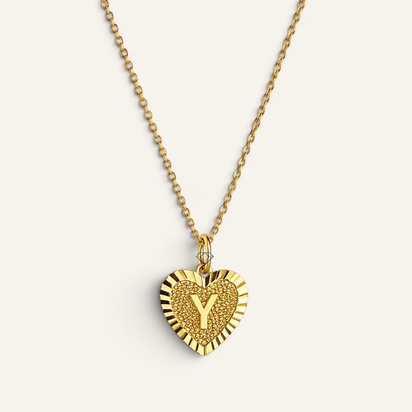 Sunburst Initial Heart Necklace