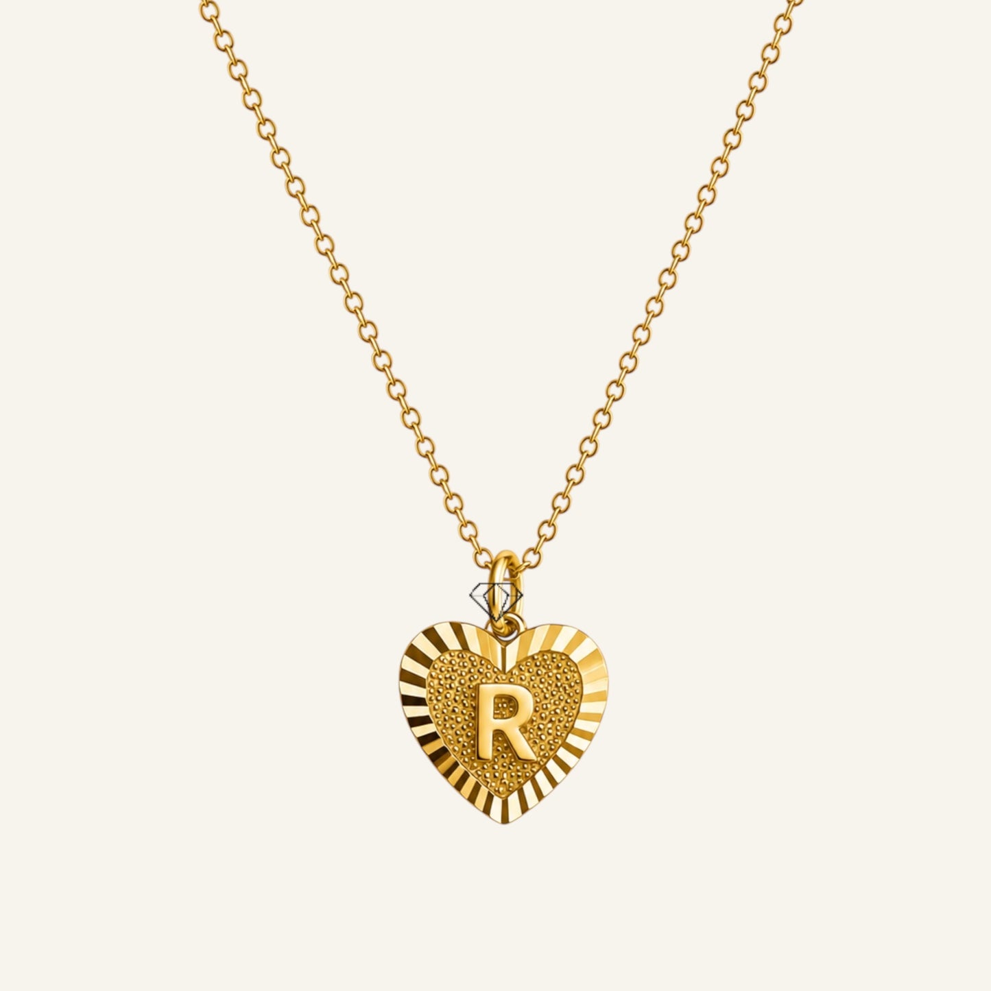 Sunburst Initial Heart Necklace