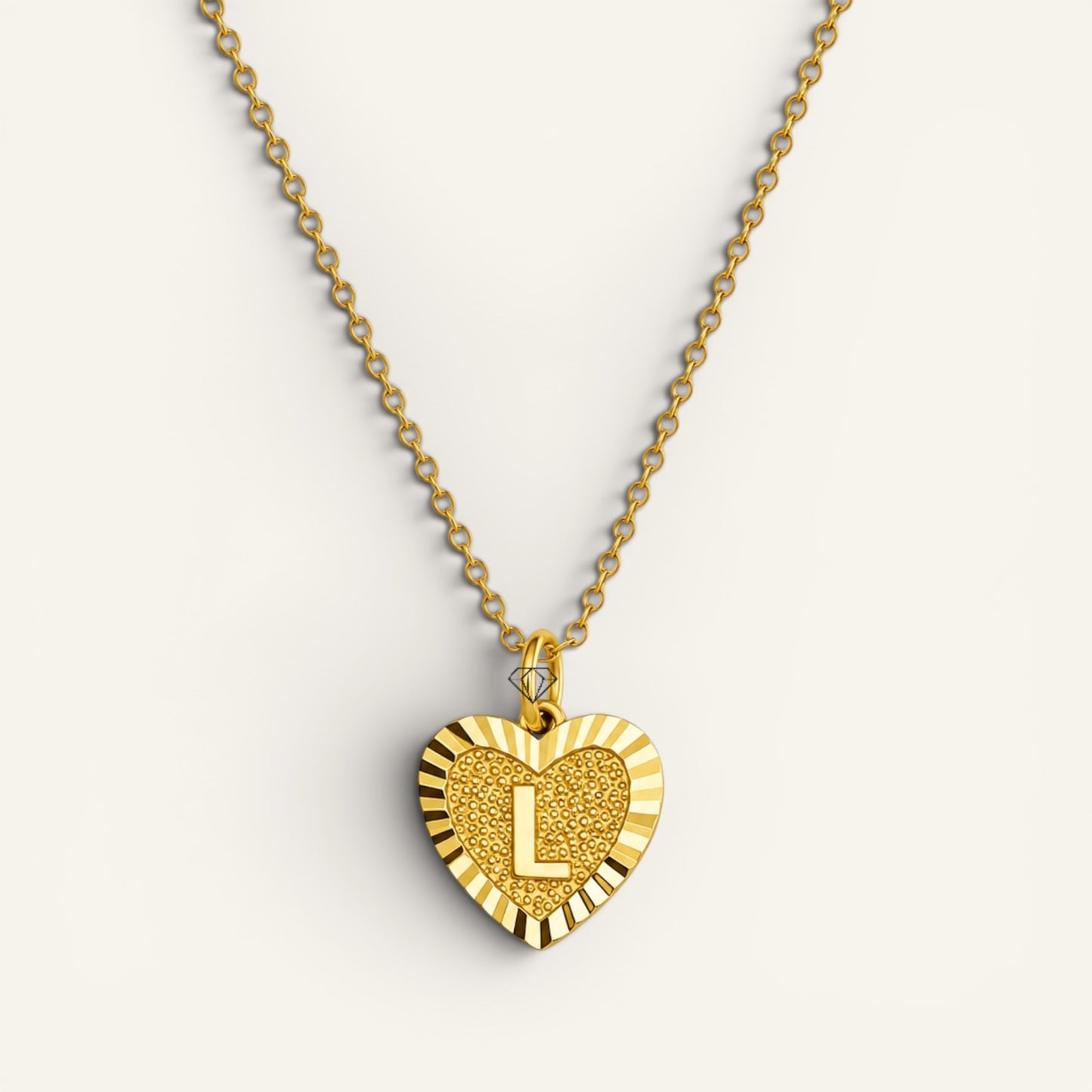 Sunburst Initial Heart Necklace