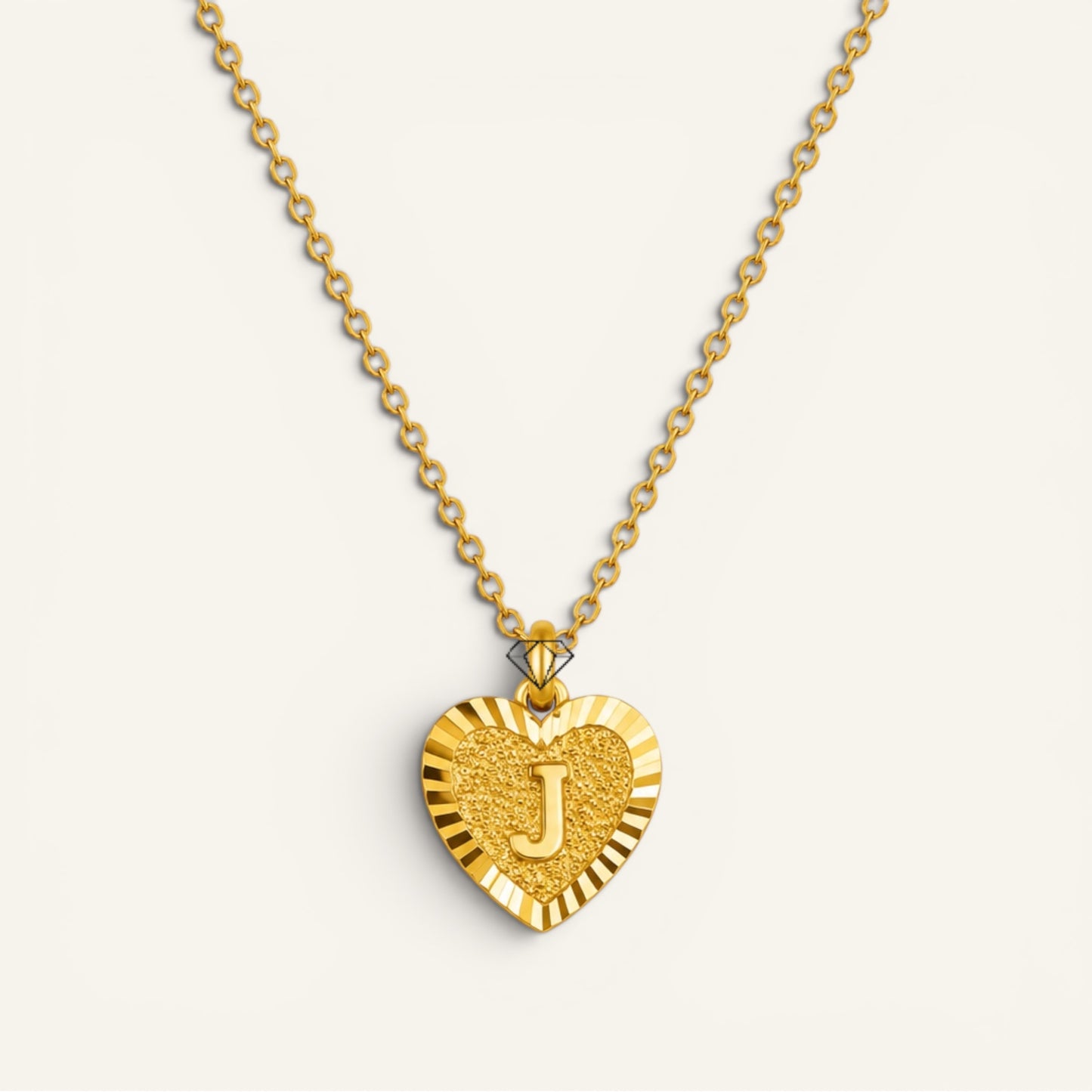 Sunburst Initial Heart Necklace