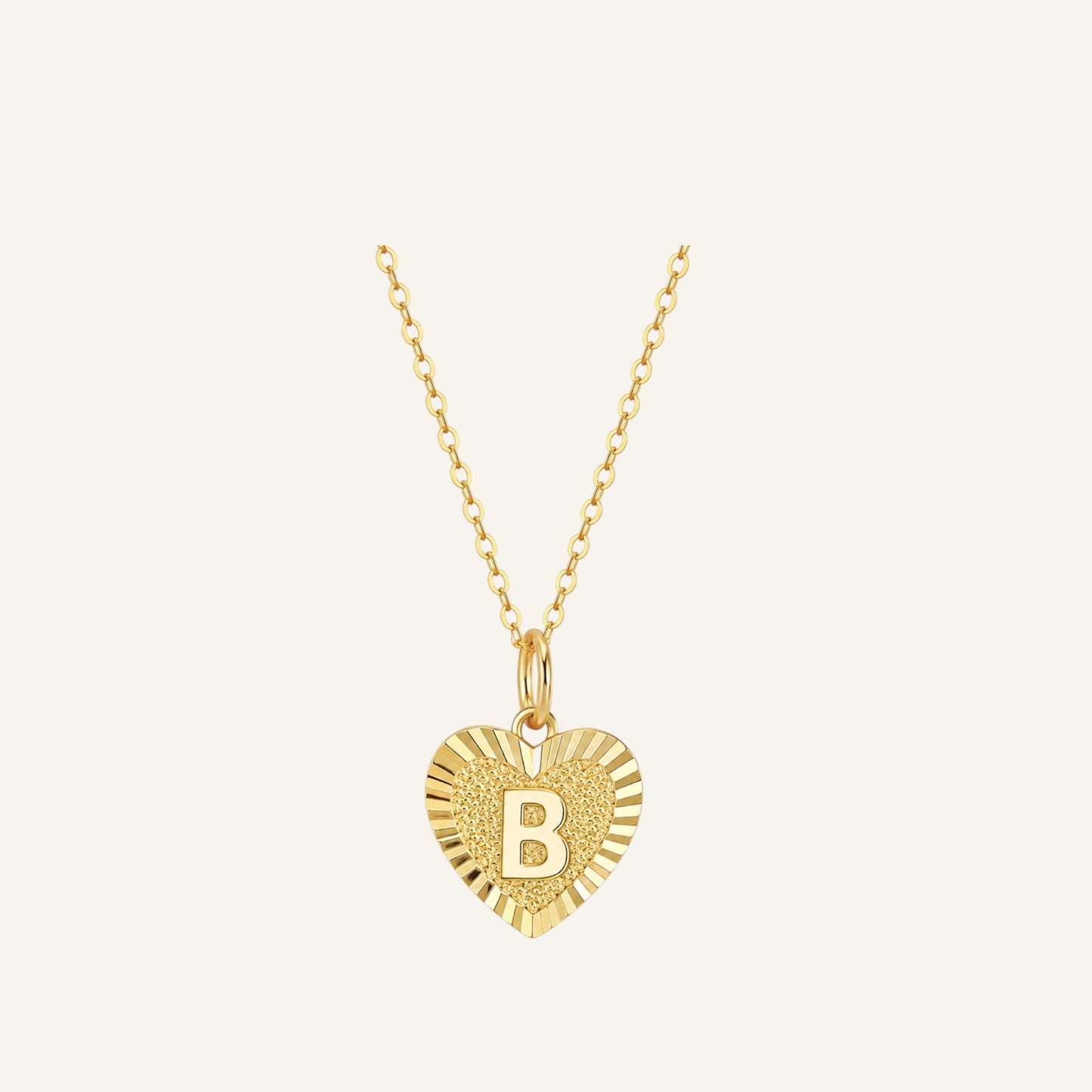 Sunburst Initial Heart Necklace