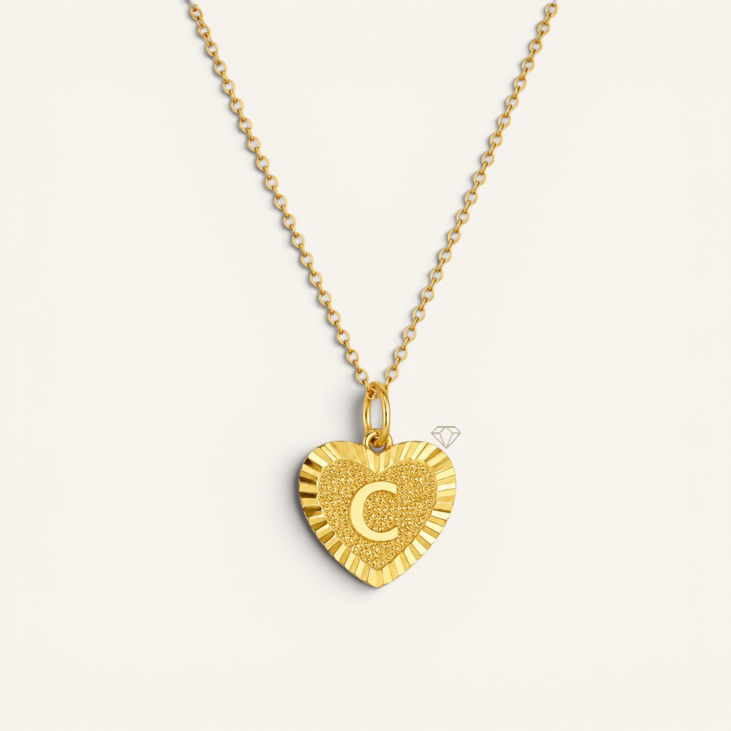 Sunburst Initial Heart Necklace