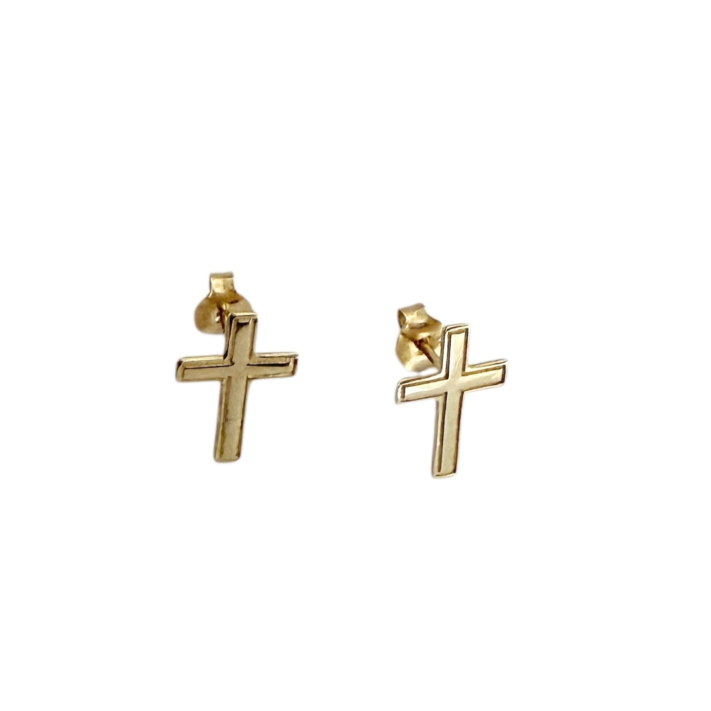 Cross Stud Earrings · 14K Gold