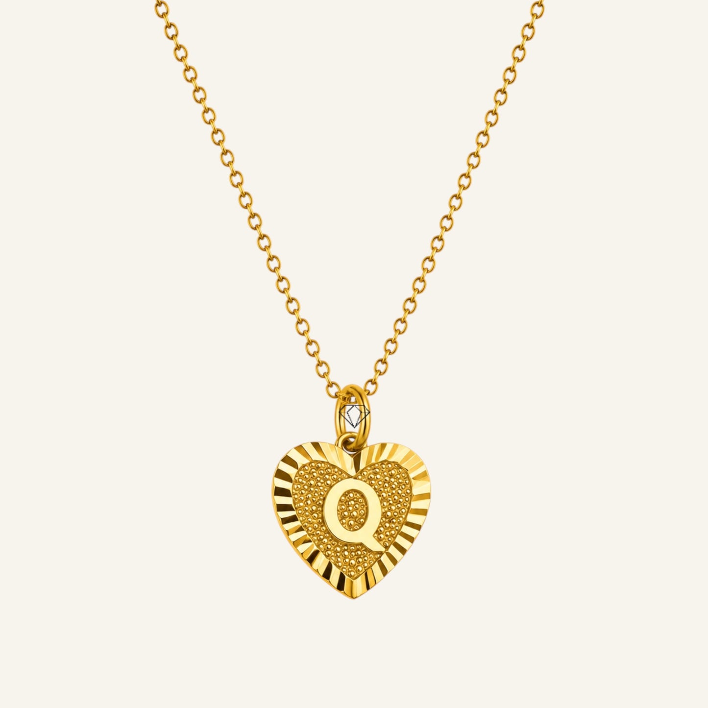 Sunburst Initial Heart Necklace