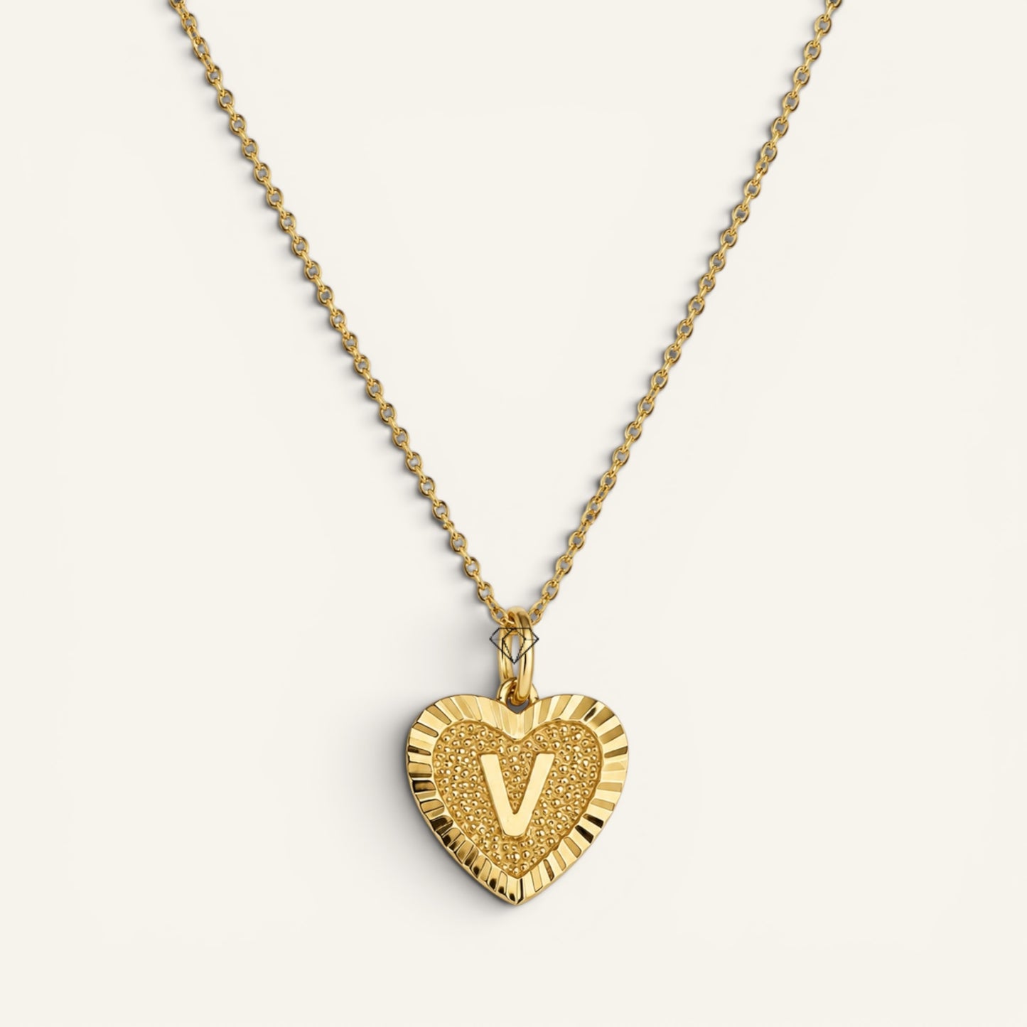 Sunburst Initial Heart Necklace
