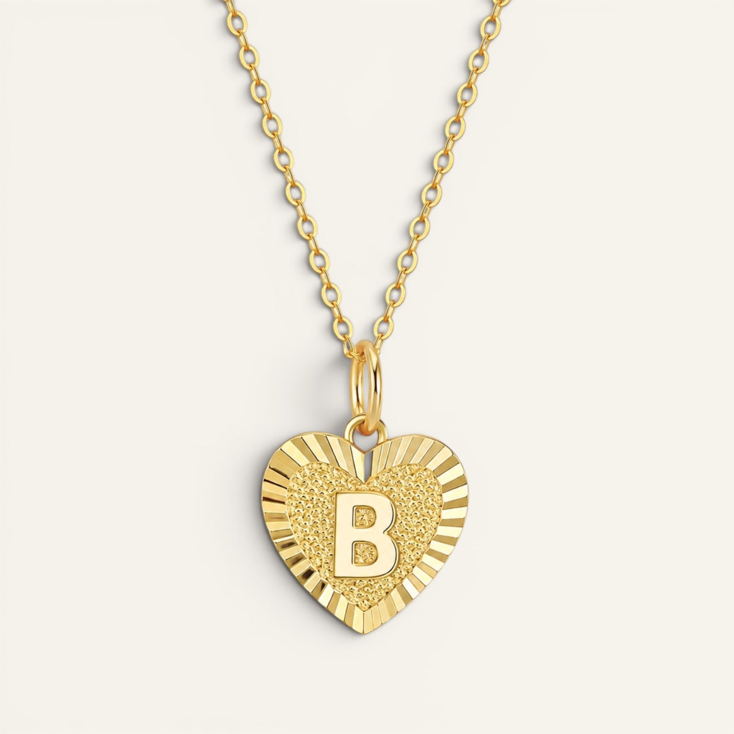 Sunburst Initial Heart Necklace