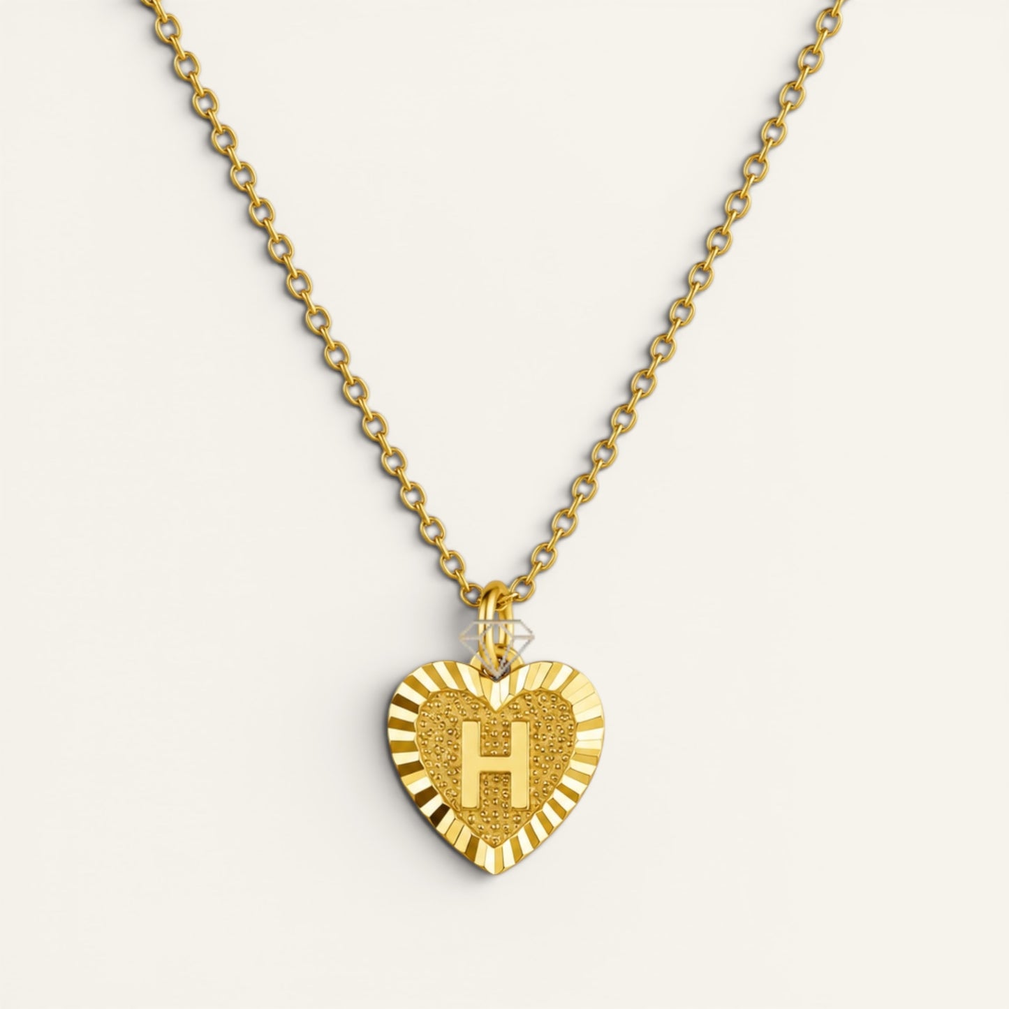 Sunburst Initial Heart Necklace