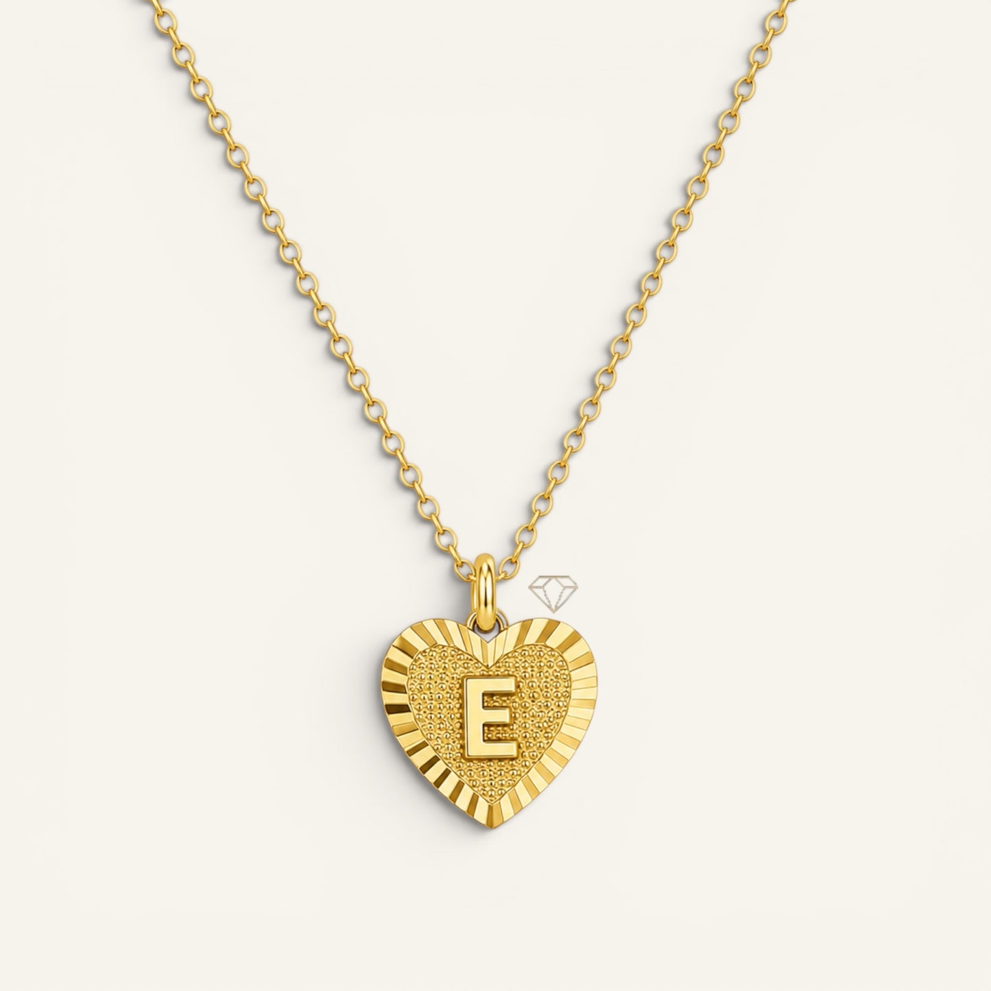 Sunburst Initial Heart Necklace